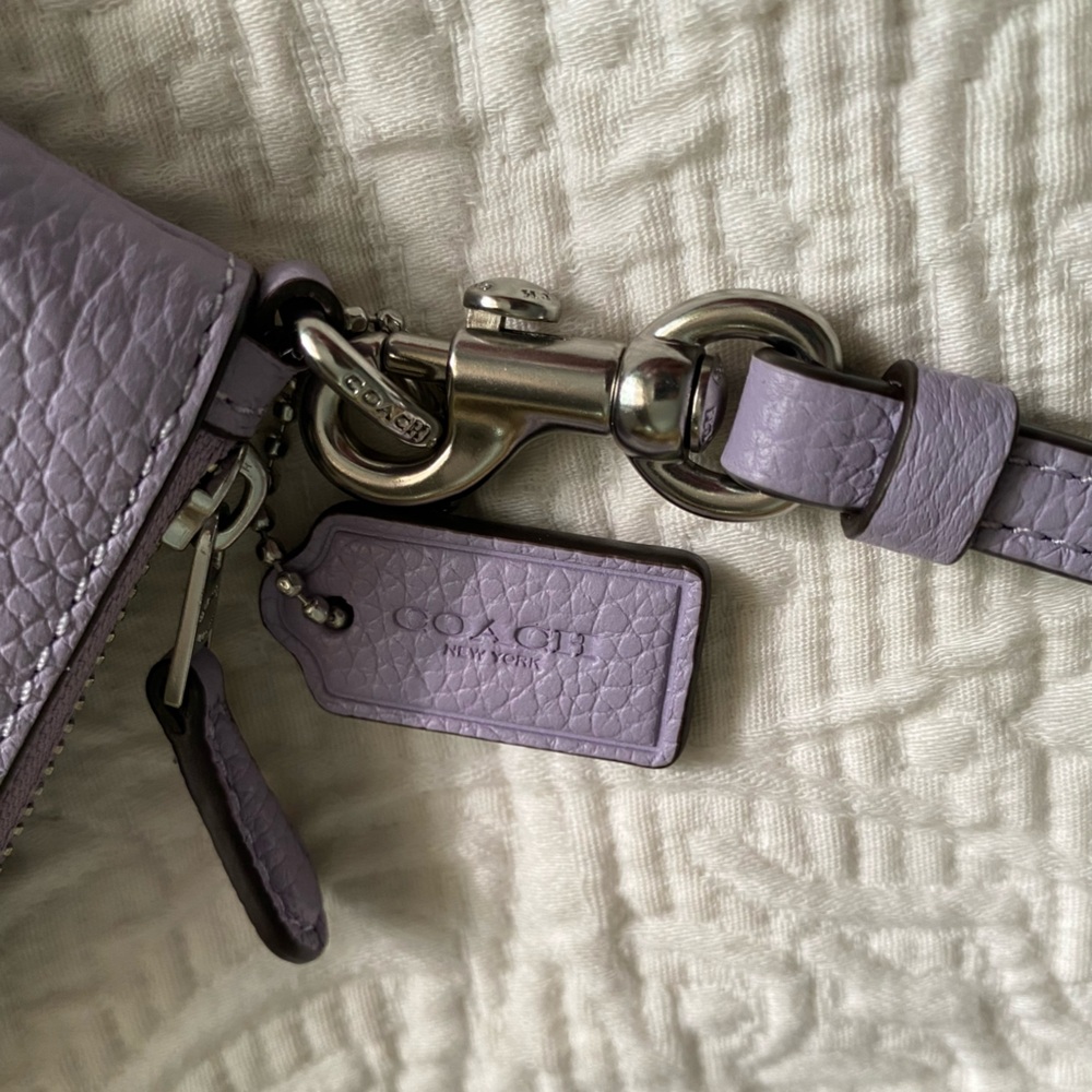 NWOT Coach Wristlet Zip Clutch & Mini Wallet Set Iris Purple/Silver - Picture 3 of 11